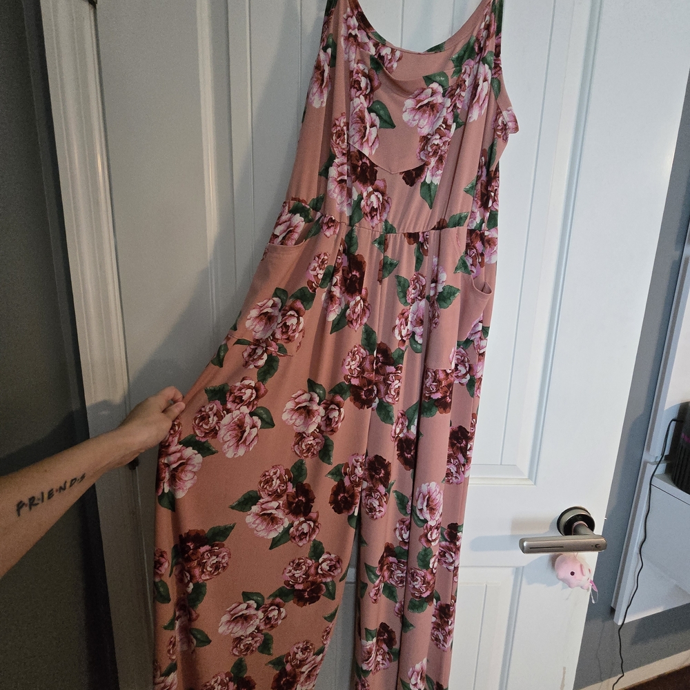 LuLaRoe Floral Pink and Green Jumpsuit